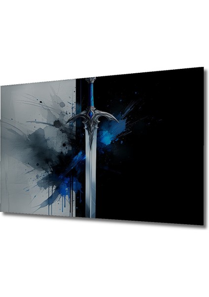 Efsanevi Kılıç Sulu Boya Görünümlü Dekoratif Ahşap Ev/işyeri/ofis Kare Tablo fiyatları