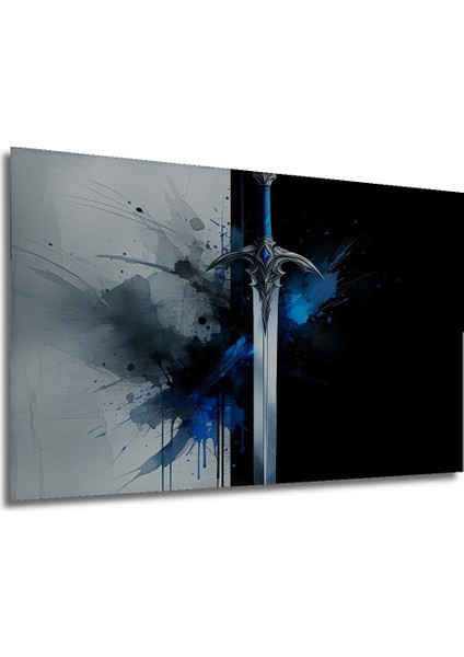 Efsanevi Kılıç Sulu Boya Görünümlü Dekoratif Ahşap Ev/işyeri/ofis Kare Tablo modelleri