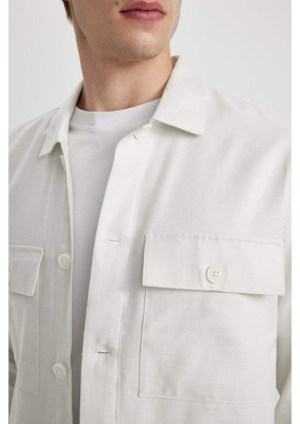 Relax Fit Polo Yaka Cep Detaylı Gömlek Ceket