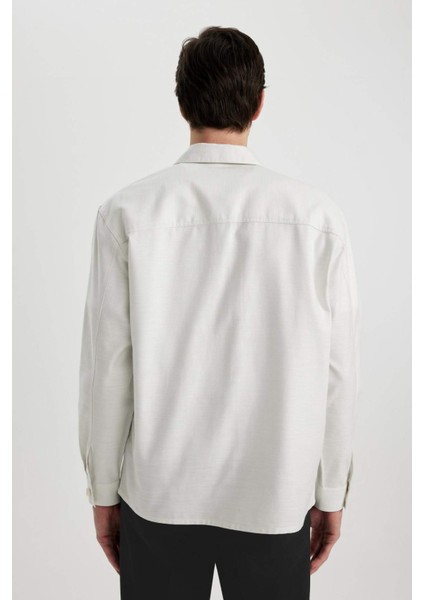 Relax Fit Polo Yaka Cep Detaylı Gömlek Ceket