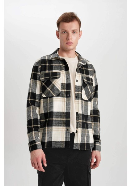 Relax Fit Waffle Kareli Pamuklu Uzun Kollu Gömlek Z0639AZ24SP