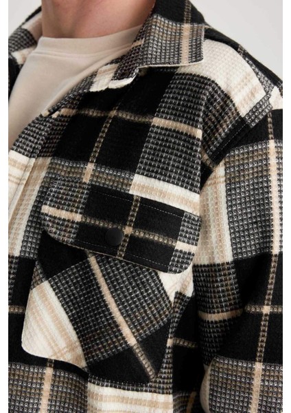 Relax Fit Waffle Kareli Pamuklu Uzun Kollu Gömlek Z0639AZ24SP