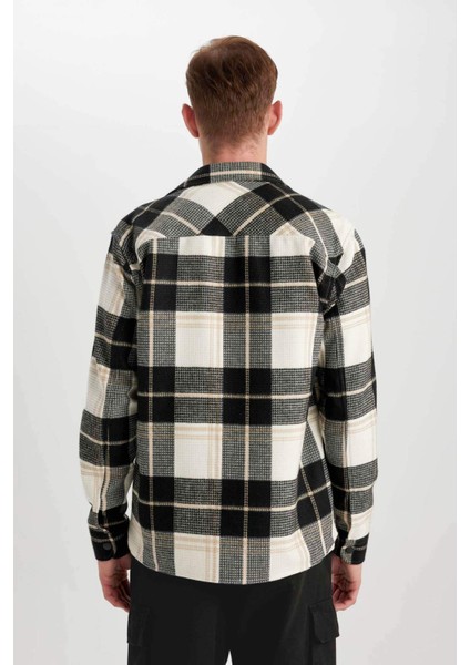 Relax Fit Waffle Kareli Pamuklu Uzun Kollu Gömlek Z0639AZ24SP