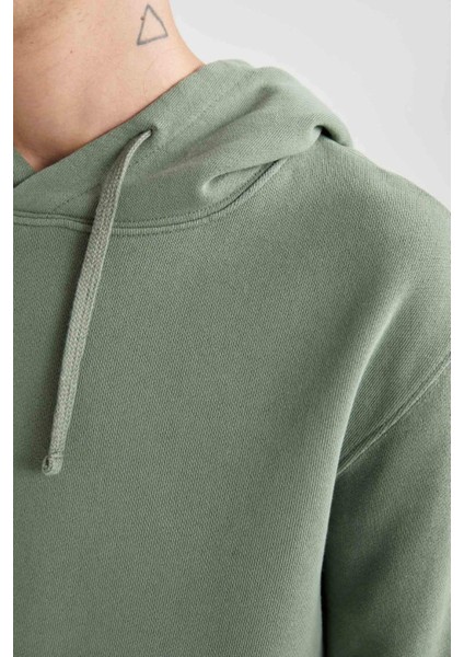 Regular Fit Kapüşonlu Yıkamalı Soluk Efektli Kanguru Cepli Sweatshirt B1118AX23AU