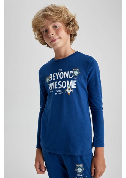 Erkek Çocuk Baskılı Uzun Kollu Pijama Takımı B3967A823WN