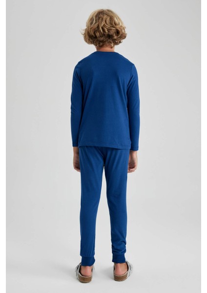 Erkek Çocuk Baskılı Uzun Kollu Pijama Takımı B3967A823WN