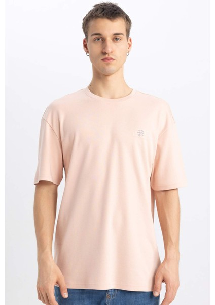 Comfort Regular Fit Rahat Kalıp Bisiklet Yaka Baskılı Kısa Kollu Ağır Kumaş Tişört B4288AX24SP