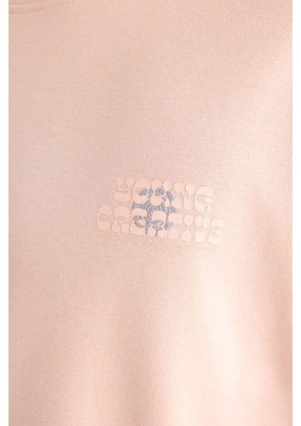 Comfort Regular Fit Rahat Kalıp Bisiklet Yaka Baskılı Kısa Kollu Ağır Kumaş Tişört B4288AX24SP