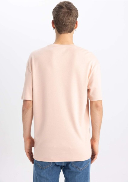 Comfort Regular Fit Rahat Kalıp Bisiklet Yaka Baskılı Kısa Kollu Ağır Kumaş Tişört B4288AX24SP