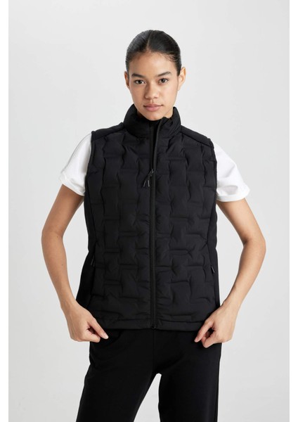 Fit Su İtici Rüzgar Geçirmez Slim Fit Dar Kesim Fermuarlı Şişme Sporcu Yelek B2069AX24SP