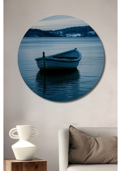 Huzurlu Göl Manzarası Dekoratif Ahşap Tekne Ev/işyeri/ofis Yuvarlak Tablo