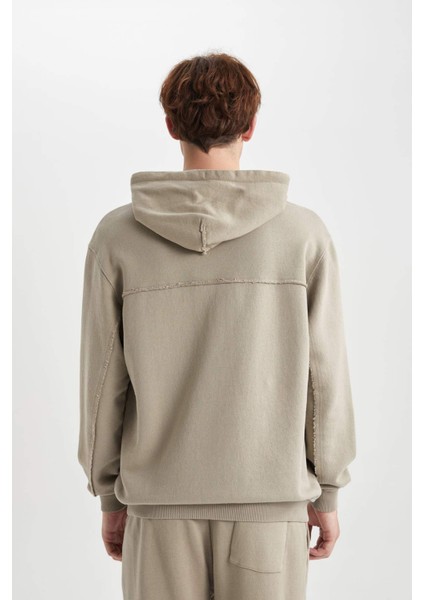 Regular Fit Kapüşonlu Yıkamalı Soluk Efektli Kanguru Cepli Sweatshirt B1118AX23AU
