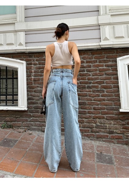 Y2K Yandan Cep Ön Yan Cep Detay Bol Paça Kar Kimyasallı indirimleri