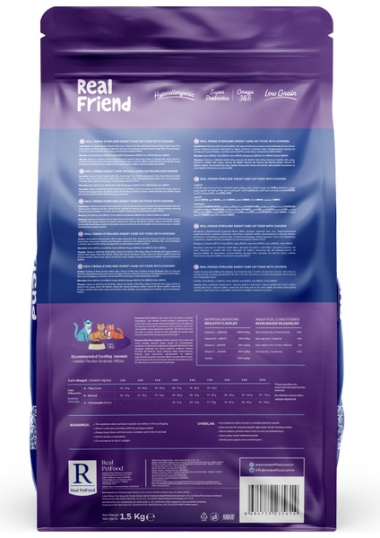 Kısır Yetişkin Kedi Maması Tavuklu- Sterilised Adult Cat Food With Chicken 1,5 kg fiyatları