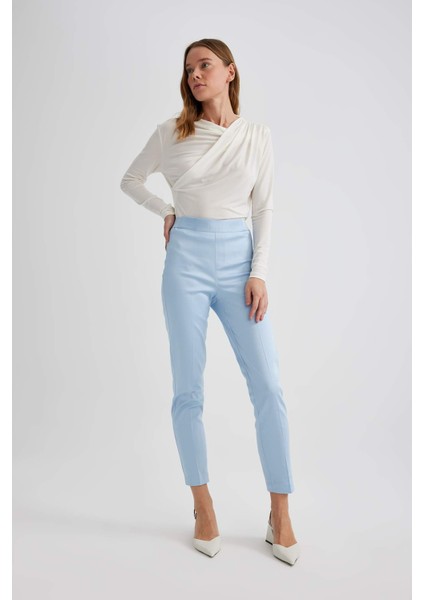Sigaret Saten Kumaş Pantolon Normal Bel Basic Düz Beli Lastikli Düz Paça J8743AZ24SM