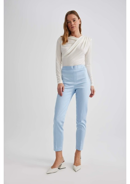 Sigaret Saten Kumaş Pantolon Normal Bel Basic Düz Beli Lastikli Düz Paça J8743AZ24SM