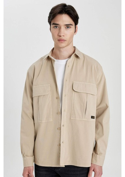 Relax Fit Cepli Uzun Kollu Gömlek B3858AX24SP