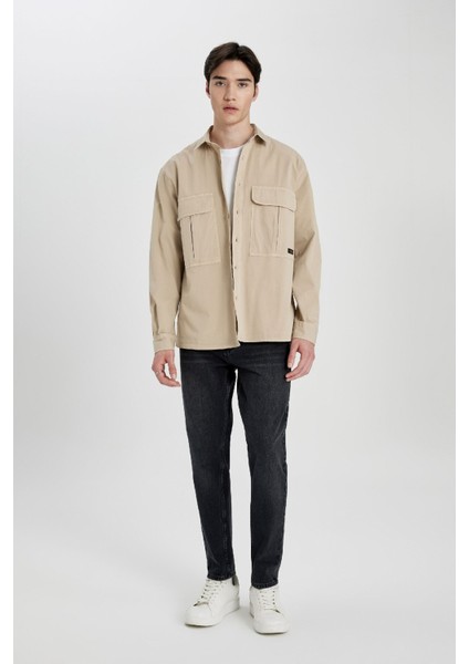 Relax Fit Cepli Uzun Kollu Gömlek B3858AX24SP