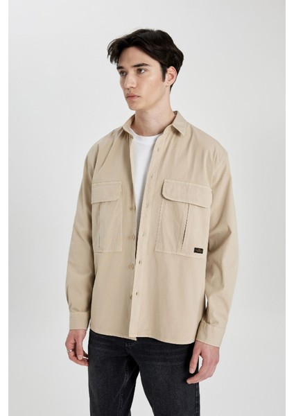 Relax Fit Cepli Uzun Kollu Gömlek B3858AX24SP