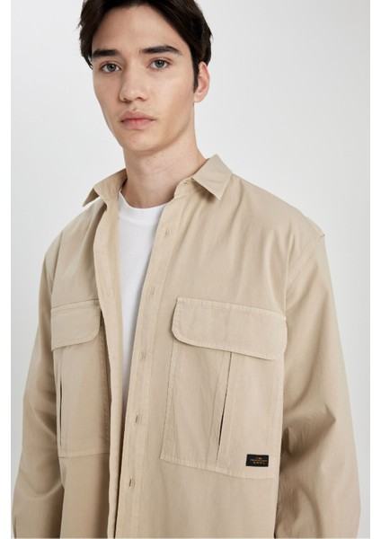 Relax Fit Cepli Uzun Kollu Gömlek B3858AX24SP