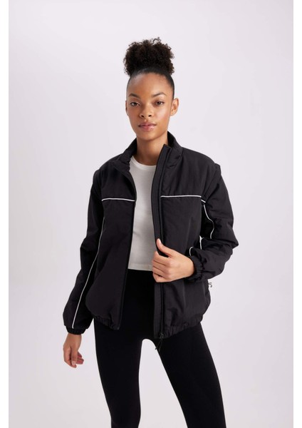 Fit Su İtici Mont Rüzgar Geçirmez Dik Yaka Çıkarılabilir Kol Detaylı Cepli Astarlı B2419AX24SP