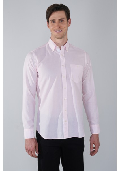 Erkek Regular Fit Uzun Kol Pembe Gömlek GMKTN250016_D29