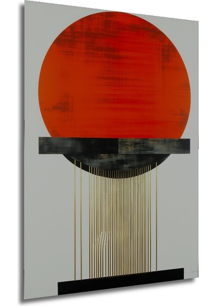 Minimalist Geometrik Güneş Yağlı Boya Görünümlü Dekoratif Ahşap Ev/işyeri/ofis Kare Tablo modelleri