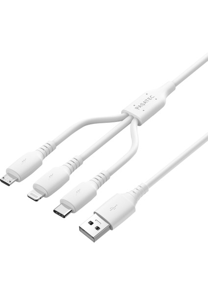 Rave Serisi 3'ü 1 Arada Çok Fonksiyonlu Şarj Kablosu 1.2m - Beyaz modelleri