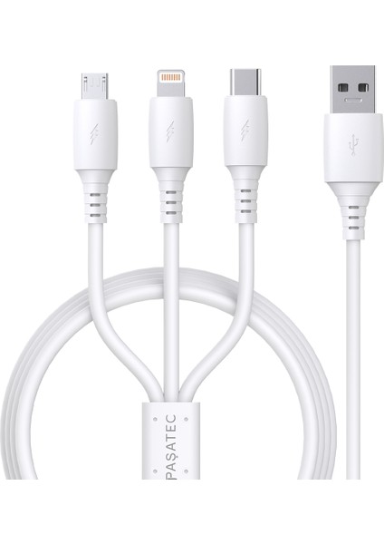 Rave Serisi 3'ü 1 Arada Çok Fonksiyonlu Şarj Kablosu 1.2m - Beyaz