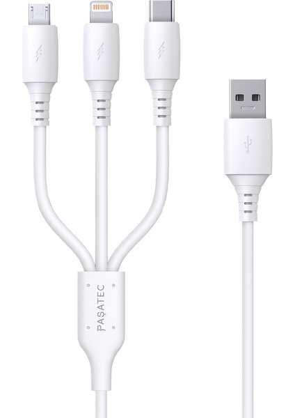 Rave Serisi 3'ü 1 Arada Çok Fonksiyonlu Şarj Kablosu 1.2m - Beyaz