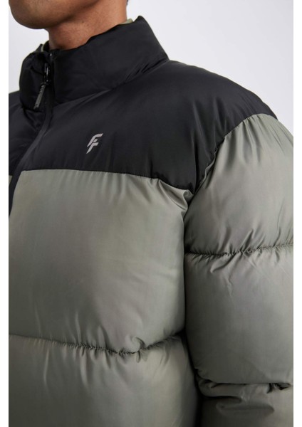 Fit Su İtici Şişme Mont Rüzgar Geçirmez Oversize Geniş Kalıp Fermuarlı Cepli Y7376AZ24SP