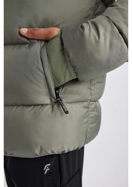 Fit Su İtici Şişme Mont Rüzgar Geçirmez Oversize Geniş Kalıp Fermuarlı Cepli Y7376AZ24SP