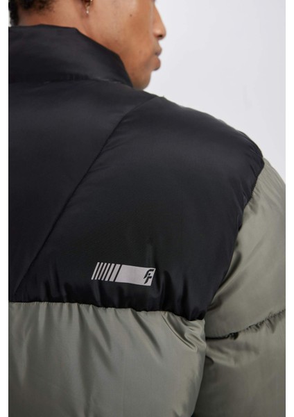 Fit Su İtici Şişme Mont Rüzgar Geçirmez Oversize Geniş Kalıp Fermuarlı Cepli Y7376AZ24SP