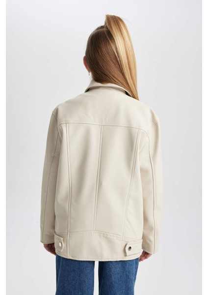 Kız Çocuk Su İtici Suni Deri Ceket Mont B2264A824SP