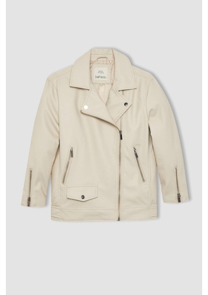 Kız Çocuk Su İtici Suni Deri Ceket Mont B2264A824SP