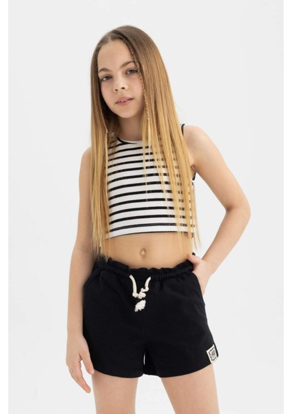 Kız Çocuk Beli Bağcıklı Şort