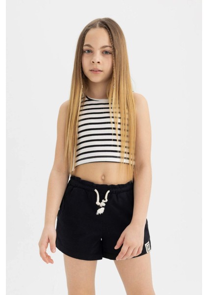 Kız Çocuk Beli Bağcıklı Şort