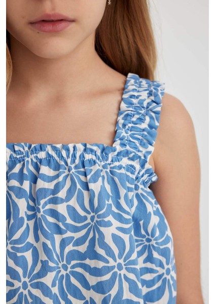 Kız Çocuk Desenli Askılı Bluz B5066A824HS