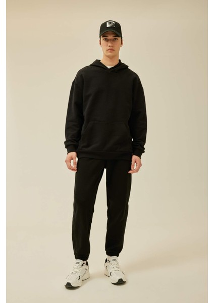 Comfort Regular Fit Rahat Kalıp Kapüşonlu Kanguru Cepli Basic Düz Sweatshirt B4446AX24SP