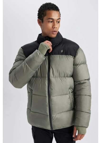 Su İtici Şişme Mont Rüzgar Geçirmez Oversize Geniş Kalıp Fermuarlı Cepli Y7376AZ24SP