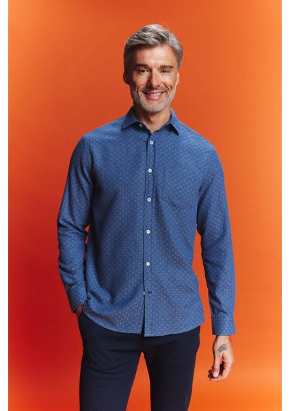 Regular Fit Dokulu Cep Detaylı Uzun Kollu Gömlek B1872AX23AU