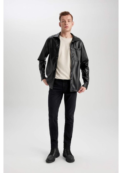 Carlo Skinny Fit Ekstra Dar Kalıp Normal Bel Ekstra Dar Paça Siyah Jean Pantolon S2285AZ24SP