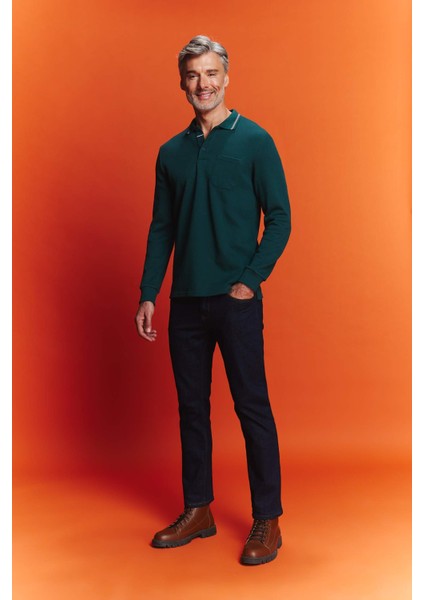 Regular Fit Polo Yaka Pike Basic Düz Sweatshirt B1869AX23AU