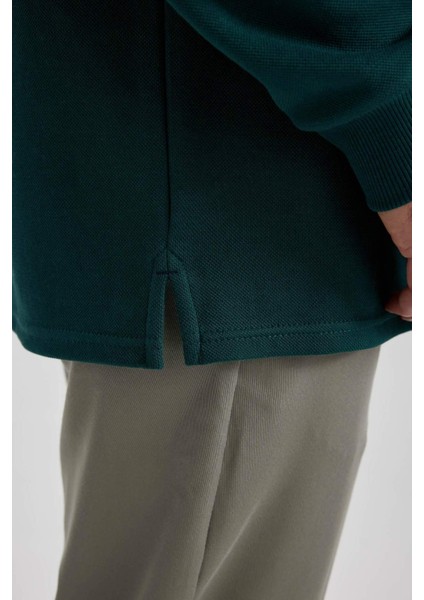 Regular Fit Polo Yaka Pike Basic Düz Sweatshirt B1869AX23AU