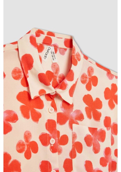 Kız Çocuk Crop Desenli Kısa Kollu Gömlek B5065A824SM