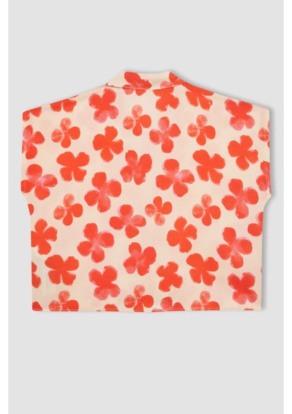 Kız Çocuk Crop Desenli Kısa Kollu Gömlek B5065A824SM