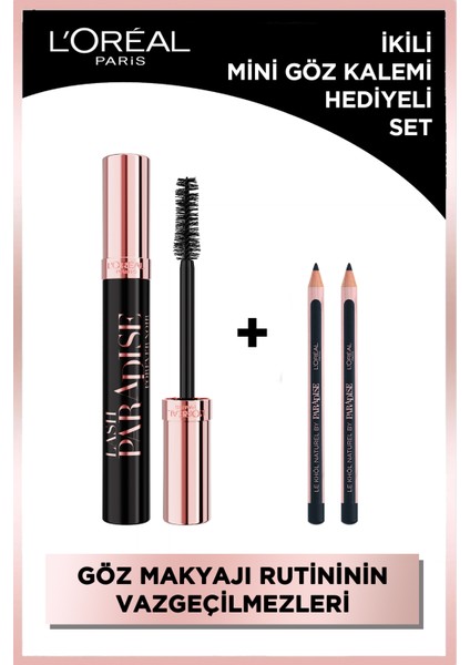 Lash Paradise Forever Noir Maskara + 2'li L'oréal Paris Khol Paradıse Blac Cosnat Mini Liner Hediyeli Set