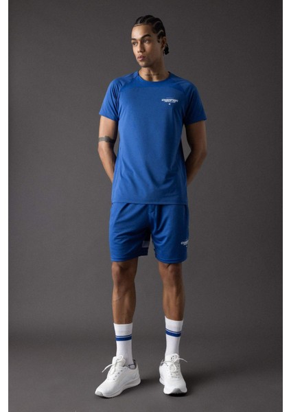 Fit Slim Fit Dar Kesim Bisiklet Yaka Baskılı Kısa Kollu Sporcu Tişört B5019AX24SP