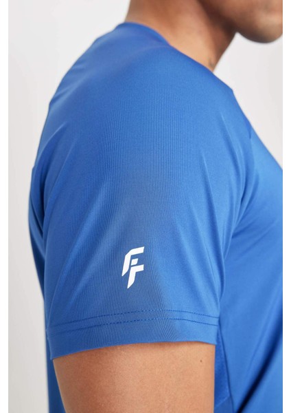 Fit Slim Fit Dar Kesim Bisiklet Yaka Baskılı Kısa Kollu Sporcu Tişört B5019AX24SP