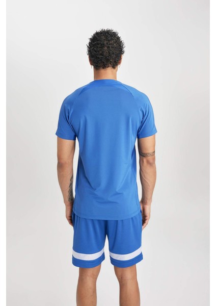 Fit Slim Fit Dar Kesim Bisiklet Yaka Baskılı Kısa Kollu Sporcu Tişört B5019AX24SP